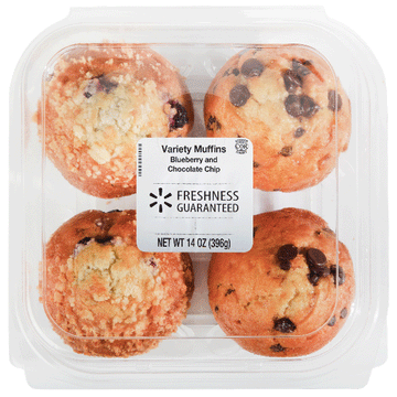 Blueberry & Chocolate Chip Muffins Pastry, 14 oz, 4 Count