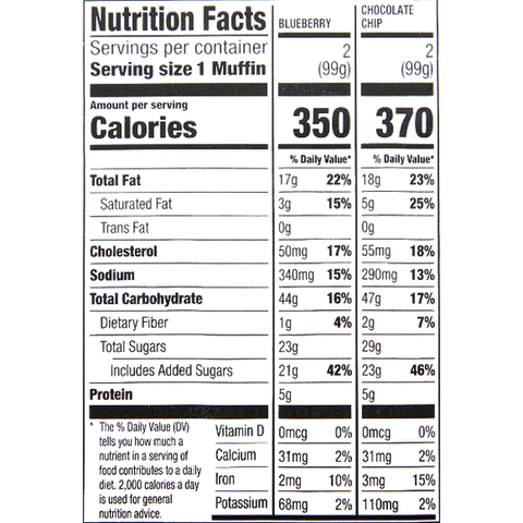 Blueberry & Chocolate Chip Muffins 14 oz, 4 Count - Water Butlers