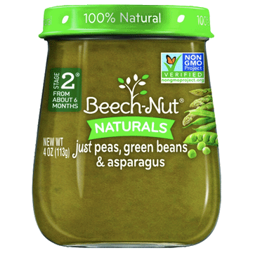Beech-Nut Baby Food, Naturals Just Peas Green Beans & Aspargus, 4oz