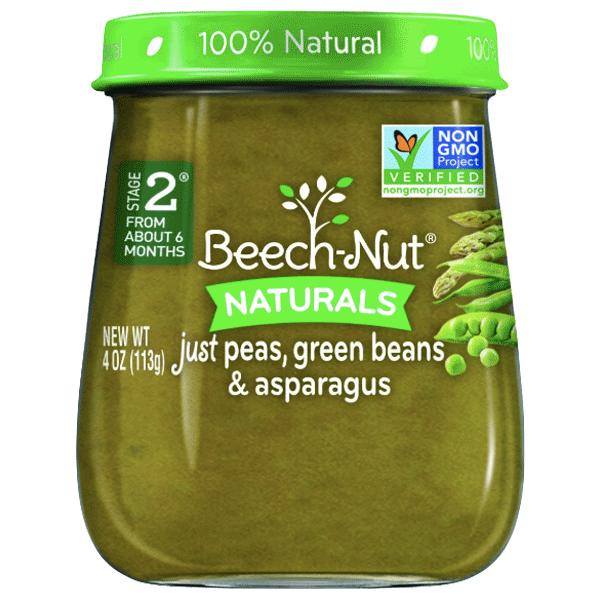 Beech-Nut Baby Food, Naturals Just Peas Green Beans & Aspargus, 4oz - Water Butlers