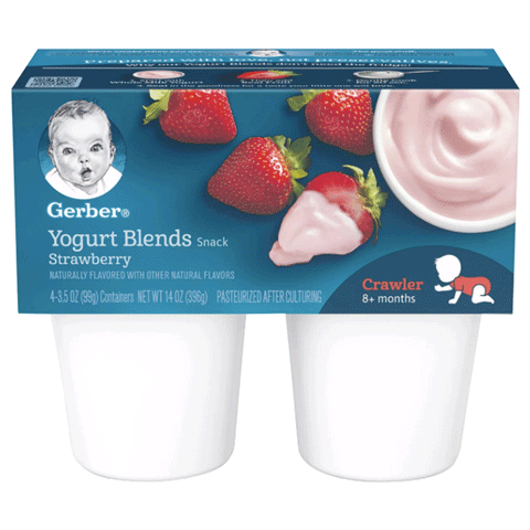 Gerber Yogurt Strawberry Blends, 3.5 oz Cups, 4 Count - Water Butlers