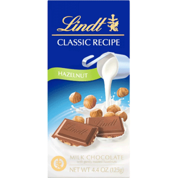 Lindt Chocolate Bar, Classic Recipe Hazelnut, 4.4oz