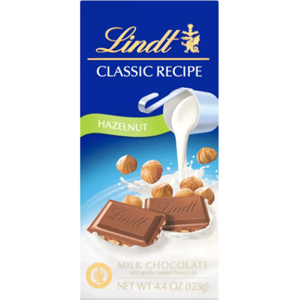 Lindt Chocolate Bar, Classic Recipe Hazelnut, 4.4oz - Water Butlers