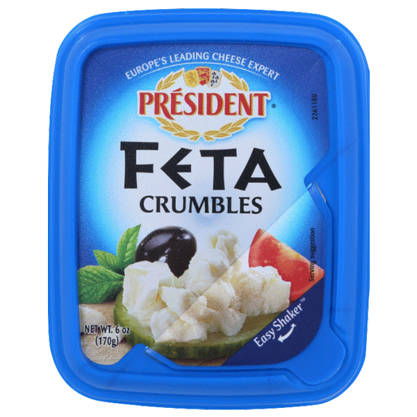President All Natural Feta Crumbled Cheese, 6 oz - Water Butlers