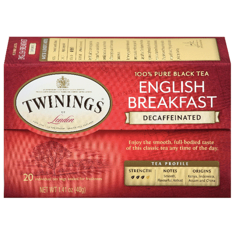 Twinings of London Decaffeinated English Breakfast 20 Ct - Water Butlers