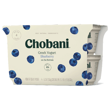 Chobani Blueberry Nonfat Greek Yogurt, 5.3oz 4 Ct
