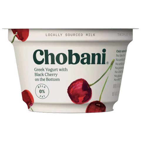 Chobani Black Cherry Nonfat Greek Yogurt, 5.3oz 4 Ct - Water Butlers