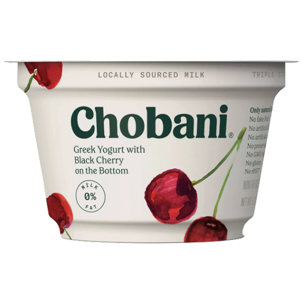Chobani Black Cherry Nonfat Greek Yogurt, 5.3oz 4 Ct - Water Butlers