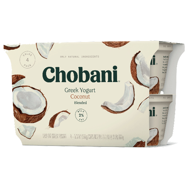 Chobani Coconut Nonfat Greek Yogurt, 5.3oz 4 Ct - Water Butlers