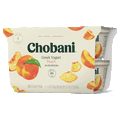 Chobani Peach Nonfat Greek Yogurt, 5.3oz 4 Ct
