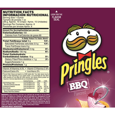 Pringles BBQ Flavored Potato Crisps, 5.5 Oz. - Water Butlers