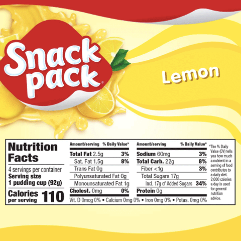 Hunt's Snack Pack Lemon Pudding Cups 4 Ct - Water Butlers