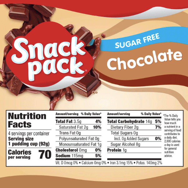 Hunt's Snack Pack Sugar Free Chocolate Pudding Cups 4 Ct - Water Butlers