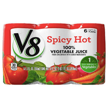V8 Original 100% Vegetable Juice Spicy Hot, 5.5 oz. 6 Ct