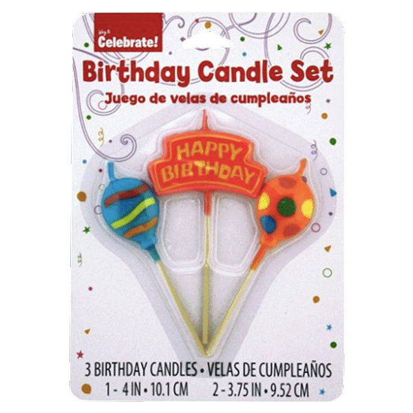 Happy Birthday Candles, 3ct - Water Butlers