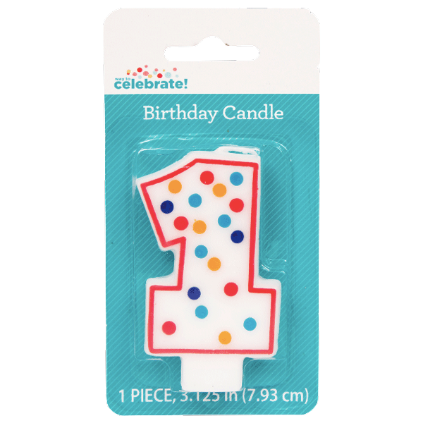 Polka Dot Birthday Candle, Number 1 - Water Butlers