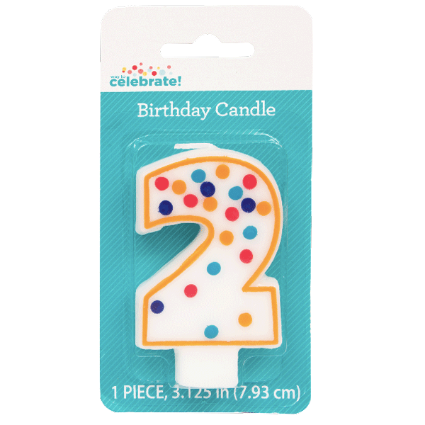 Polka Dot Birthday Candle, Number 2 - Water Butlers