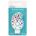 Polka Dot Birthday Candle, Number 6 - Water Butlers