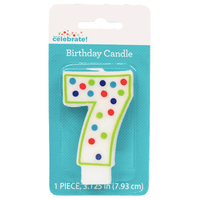 Polka Dot Birthday Candle, Number 7 - Water Butlers