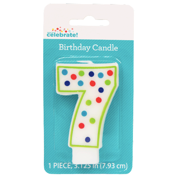 Polka Dot Birthday Candle, Number 7 - Water Butlers