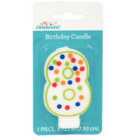 Polka Dot Birthday Candle, Number 8 - Water Butlers