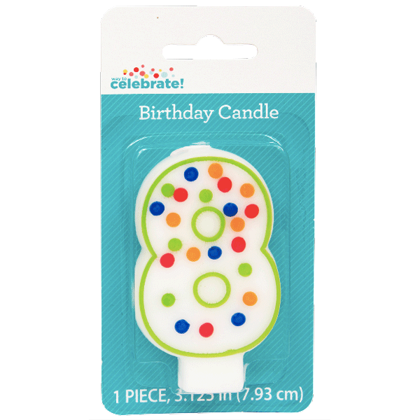 Polka Dot Birthday Candle, Number 8 - Water Butlers