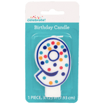 Polka Dot Birthday Candle, Number 9 - Water Butlers