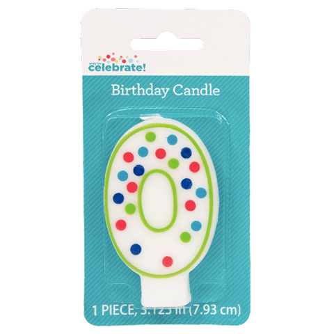 Polka Dot Birthday Candle, Number 0 - Water Butlers