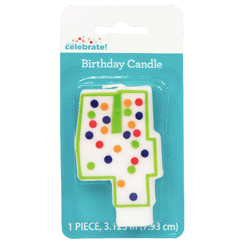 Polka Dot Birthday Candle, Number 4 - Water Butlers