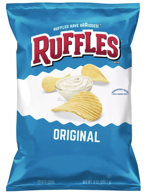 Ruffles Ridged Potato Chips, Original - 9oz - Water Butlers