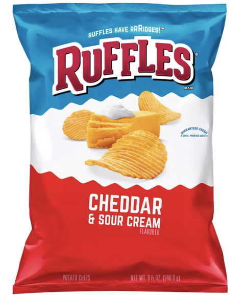Ruffles Ridged Potato Chips, Cheddar & Sour Cream - 8.5oz - Water Butlers
