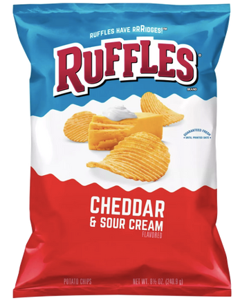 Ruffles Ridged Potato Chips, Cheddar & Sour Cream - 8 oz