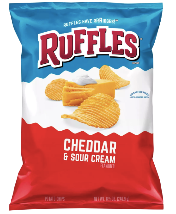 Ruffles Ridged Potato Chips, Cheddar & Sour Cream - 8.5oz - Water Butlers