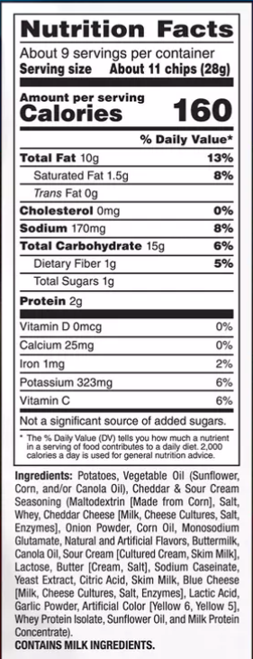 Ruffles Ridged Potato Chips, Cheddar & Sour Cream - 8.5oz - Water Butlers