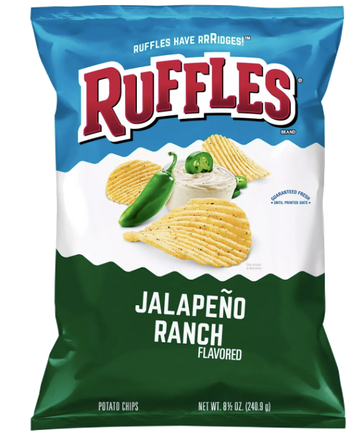 Ruffles Ridged Potato Chips, Jalapeno Ranch - 8.5oz