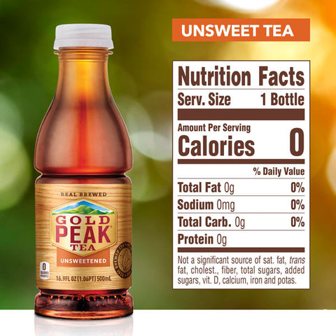 Gold Peak Iced Tea, Unsweetened Tea, 16.9 fl oz, 6 Pack