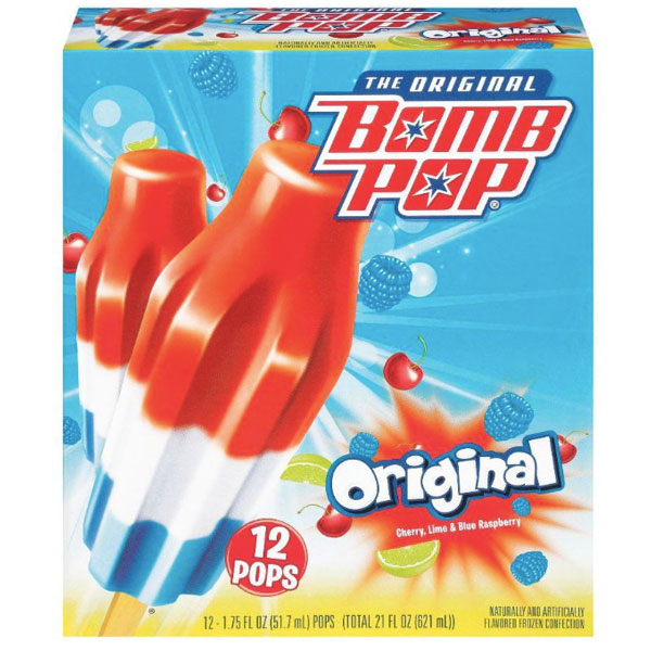 Bomb Pop Original: Cherry, Lime, Blue Raspberry, 12 Ct - Water Butlers