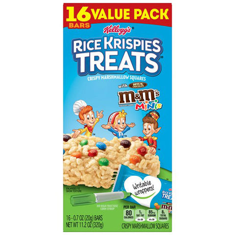 Kellogg's Rice Krispies Treats Marshmallow Snack Bars, M&M's Minis, 16 Count