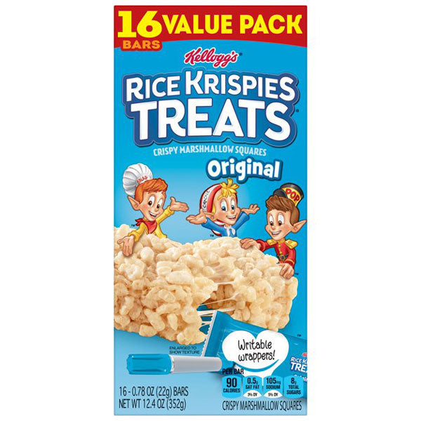 Kellogg's Rice Krispies Treats Marshmallow Snack Bars, Original, 16 Count