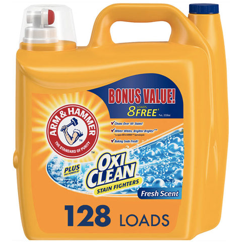 Arm & Hammer Plus OxiClean Fresh Scent, 128 Loads Liquid Laundry Detergent, 224 oz