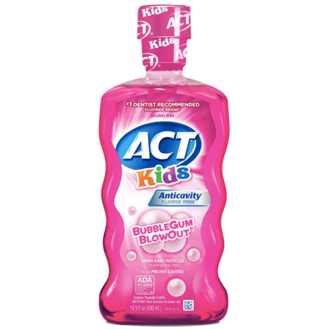 ACT Kids Anticavity Bubble Gum Blowout Fluoride Mouthwash, 16.9 oz