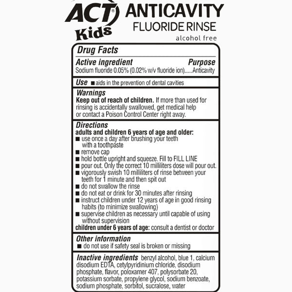 ACT Kids Anticavity Wild Pineapple Punch Fluoride Mouthwash, 16.9 oz