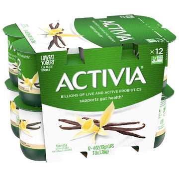 Activia Vanilla Lowfat Probiotic Yogurt, 12 Ct
