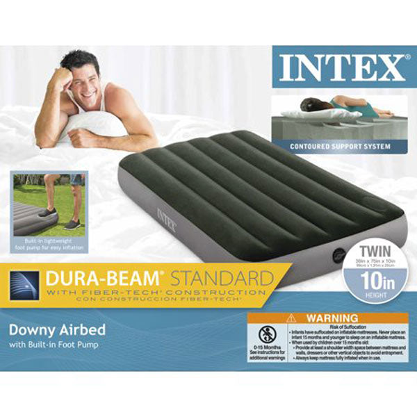 Intex Twin Bed Raised Air Mattress With Built-In Pump 