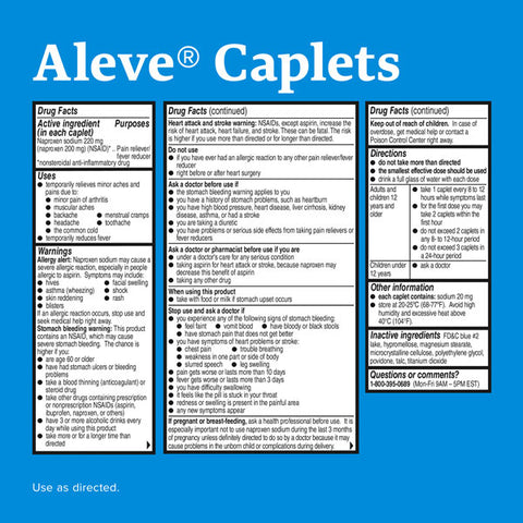 Aleve Caplets Naproxen Sodium Pain Reliever ‐ 24 Count