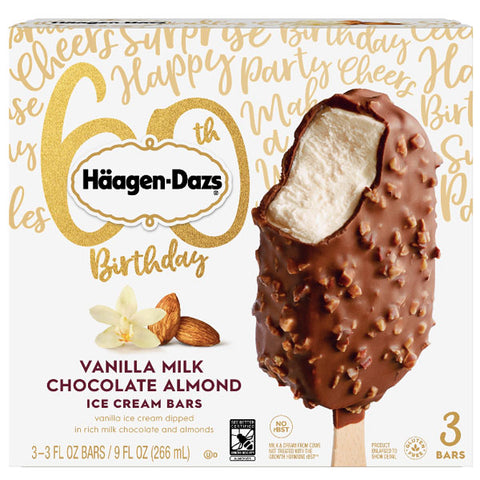 Haagen Dazs Ice Cream Bars, Vanilla Milk Chocolate Almond, 3 Ct