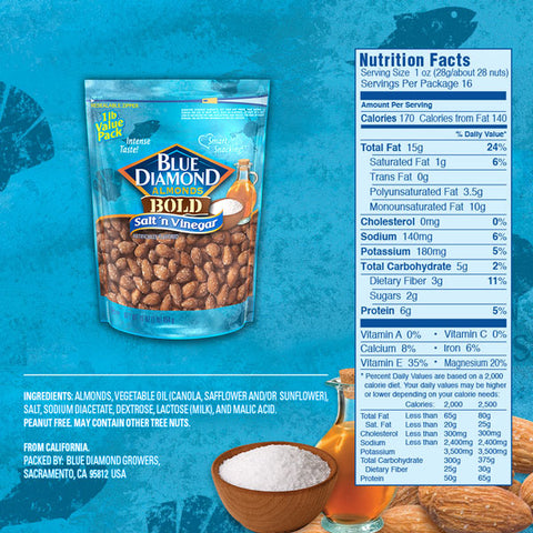 Blue Diamond Almonds, Bold Salt 'N Vinegar, 14 oz