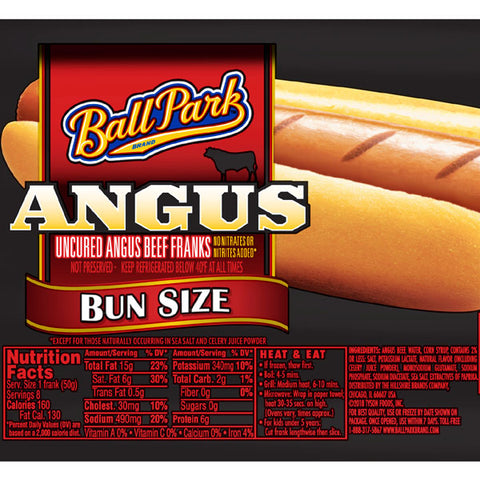 Ball Park Angus Beef Hot Dogs, Bun Size, 8 Count