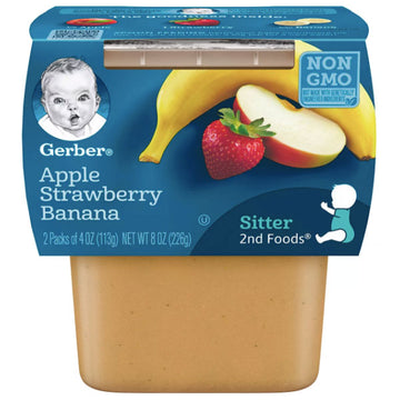 Gerber 2nd Foods Baby Food Apple Strawberry Banana, 4oz, 2 Ct