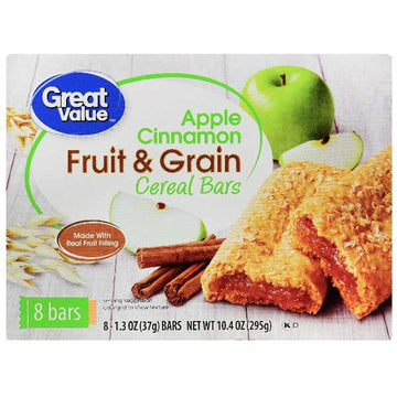 Great Value Fruit & Grain Cereal Bars, Apple Cinnamon, 8 Count